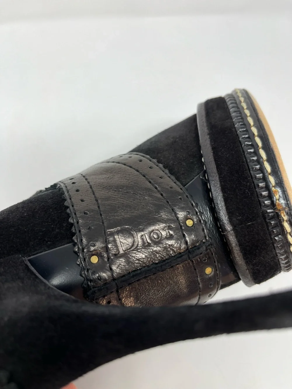 Christian Dior Galliano Vintage 90s Y2K Black Suede Leather Ankle Boots 37.5 7
